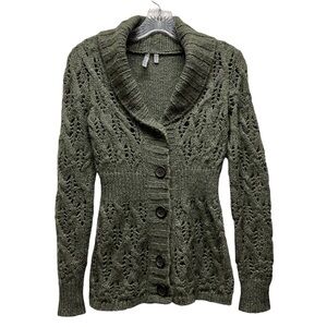 CASLON Alpaca Blend Button Front Open Knit Cardigan Sweater Green XS